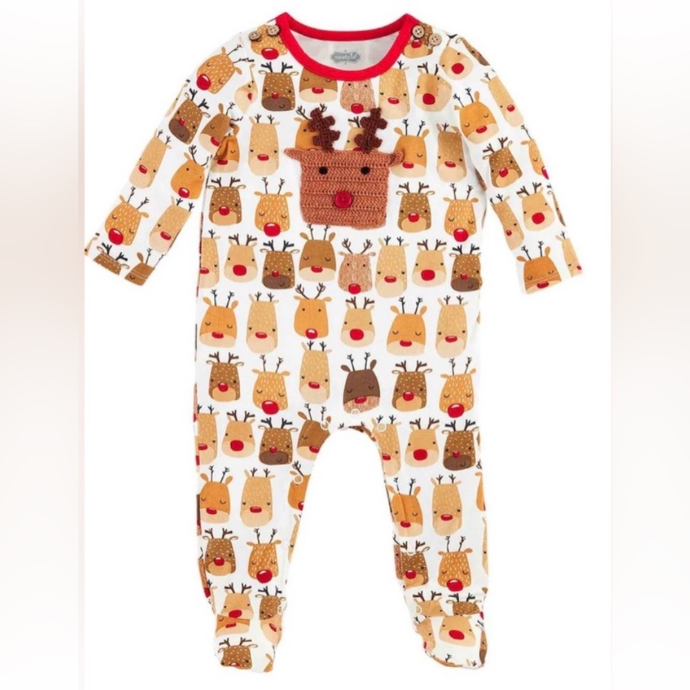 Mudpie Reindeer baby Footie